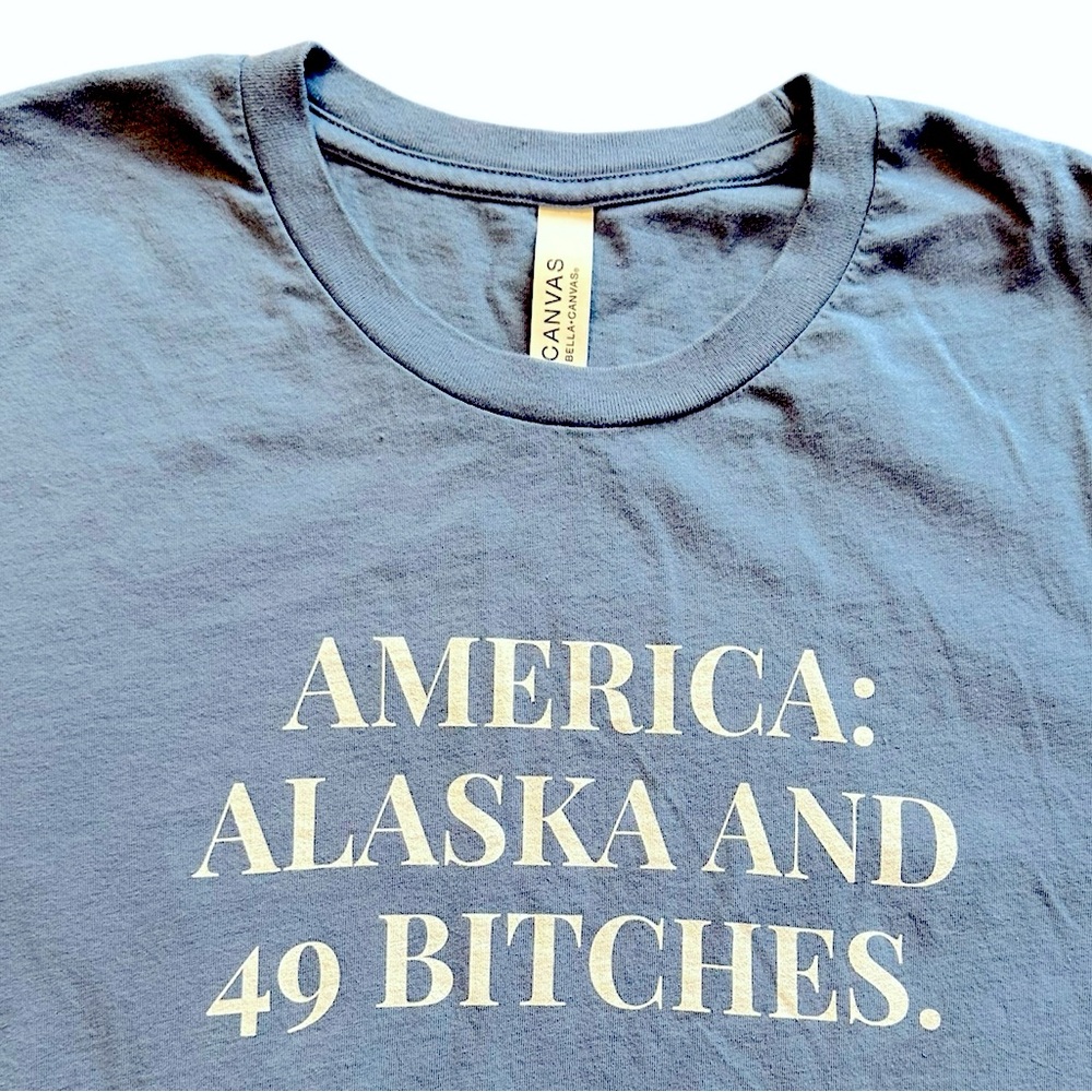 BELLA CANVAS Alaska novelty t-shirt “America: Alaska and 49 B!@&?:$” size Large - Picture 2 of 5